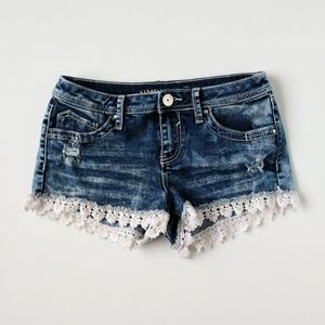 Almost Famous Denim Lace Shorts Distressed 7